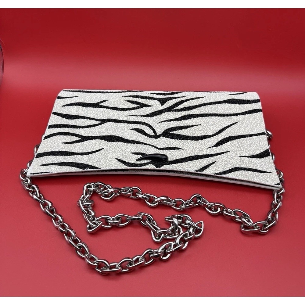 Vtg Rene Lautrec Purse Handbag Clutch Stingray Leather w Sterling Silver Clasps